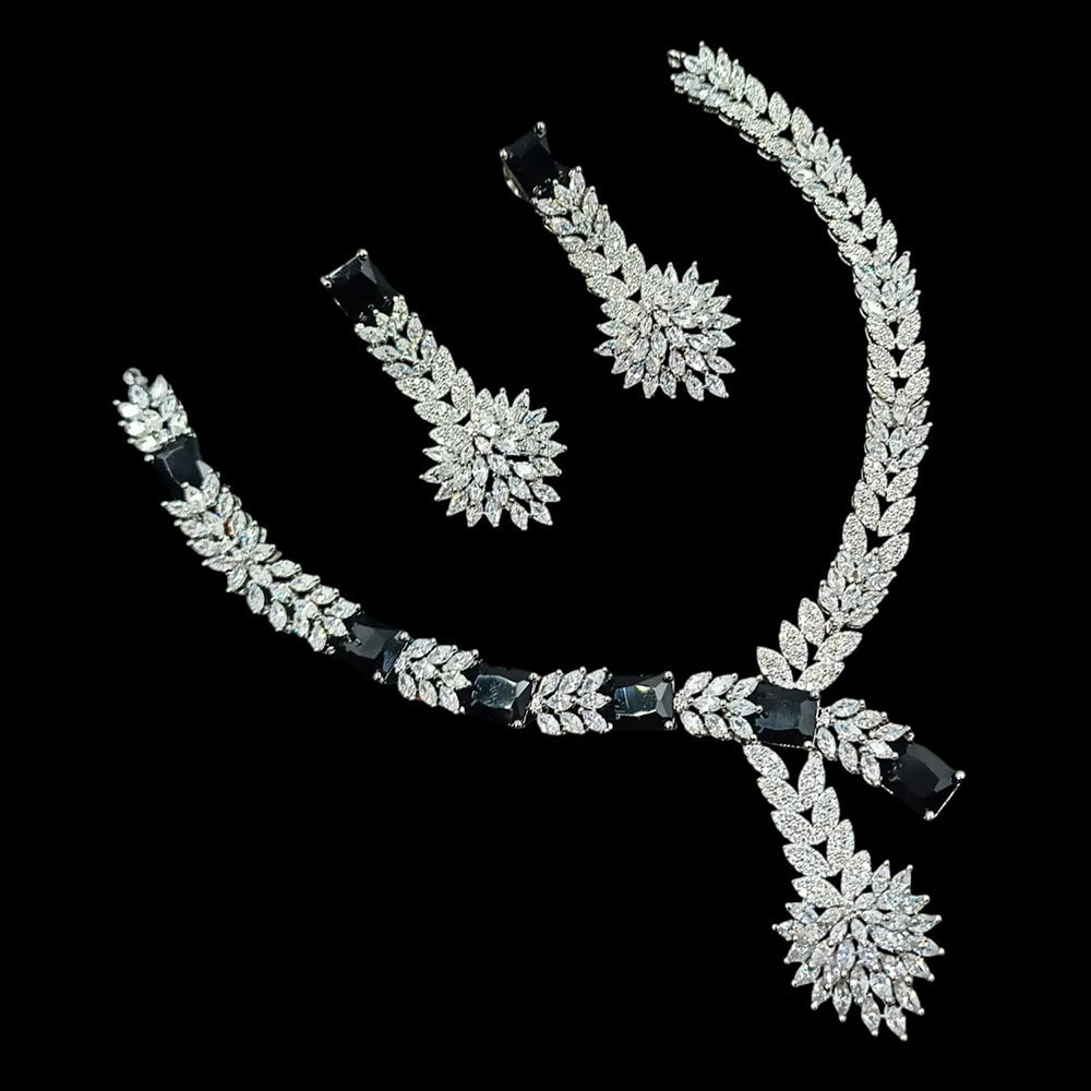 NAFJ Majestic American Diamond Style Necklace Set for Engagement & Special Occasions