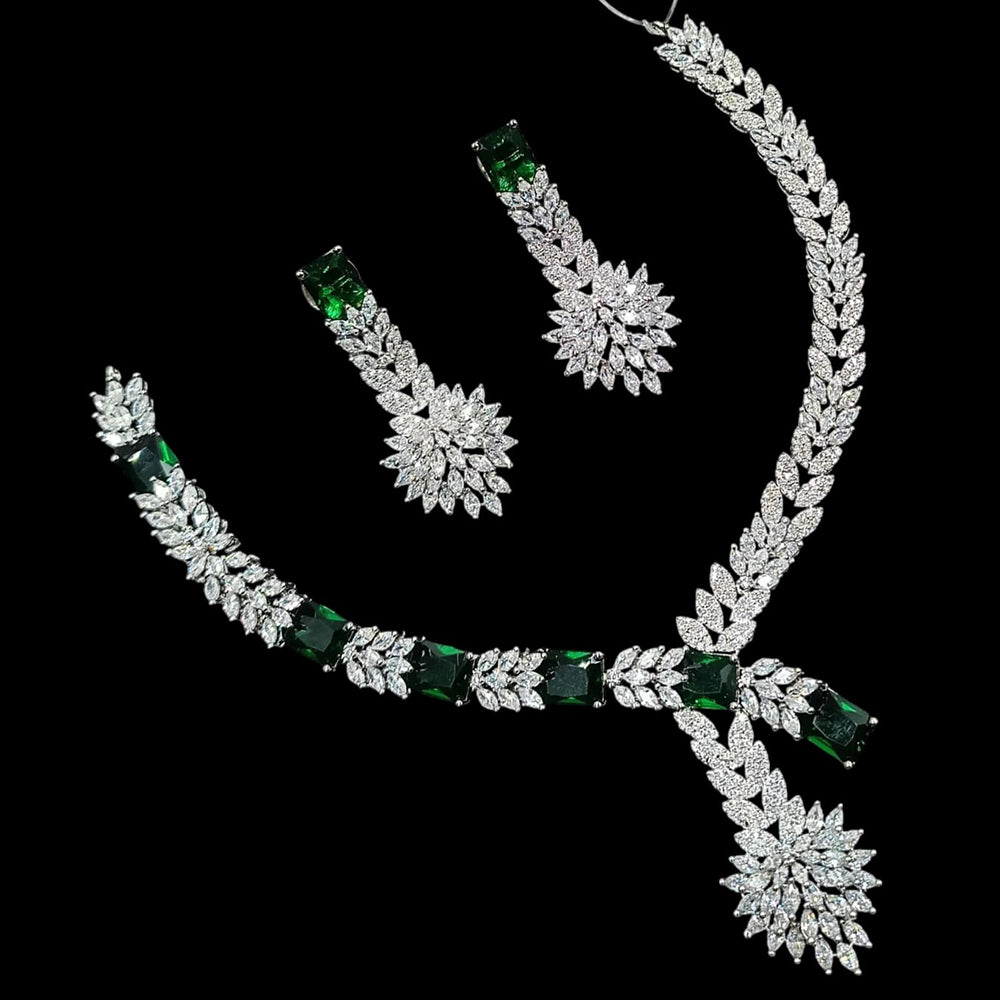 NAFJ Majestic American Diamond Style Necklace Set for Engagement & Special Occasions