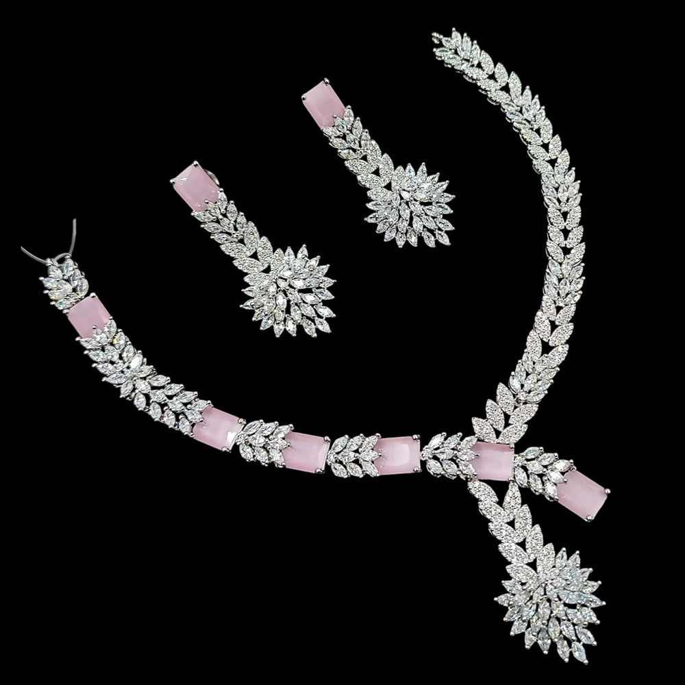 NAFJ Majestic American Diamond Style Necklace Set for Engagement & Special Occasions