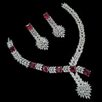 NAFJ Majestic American Diamond Style Necklace Set for Engagement & Special Occasions