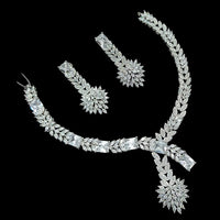 NAFJ Majestic American Diamond Style Necklace Set for Engagement & Special Occasions