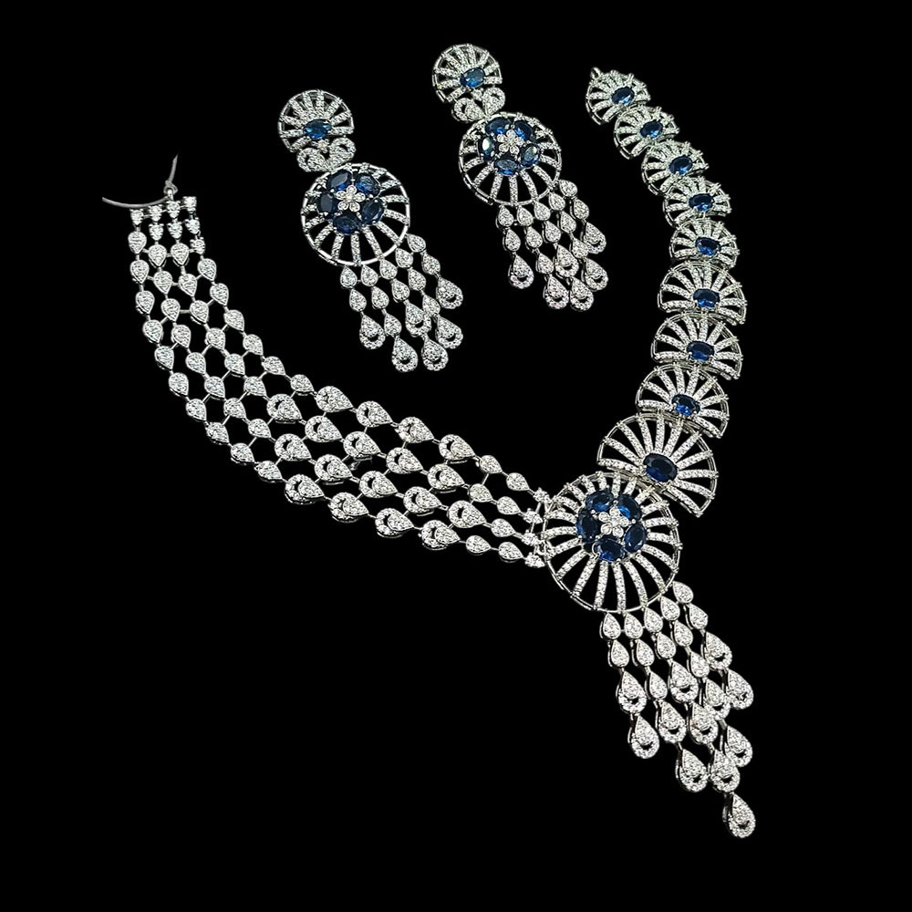 NAFJ Majestic American Diamond Style Necklace Set for Engagement & Special Occasions