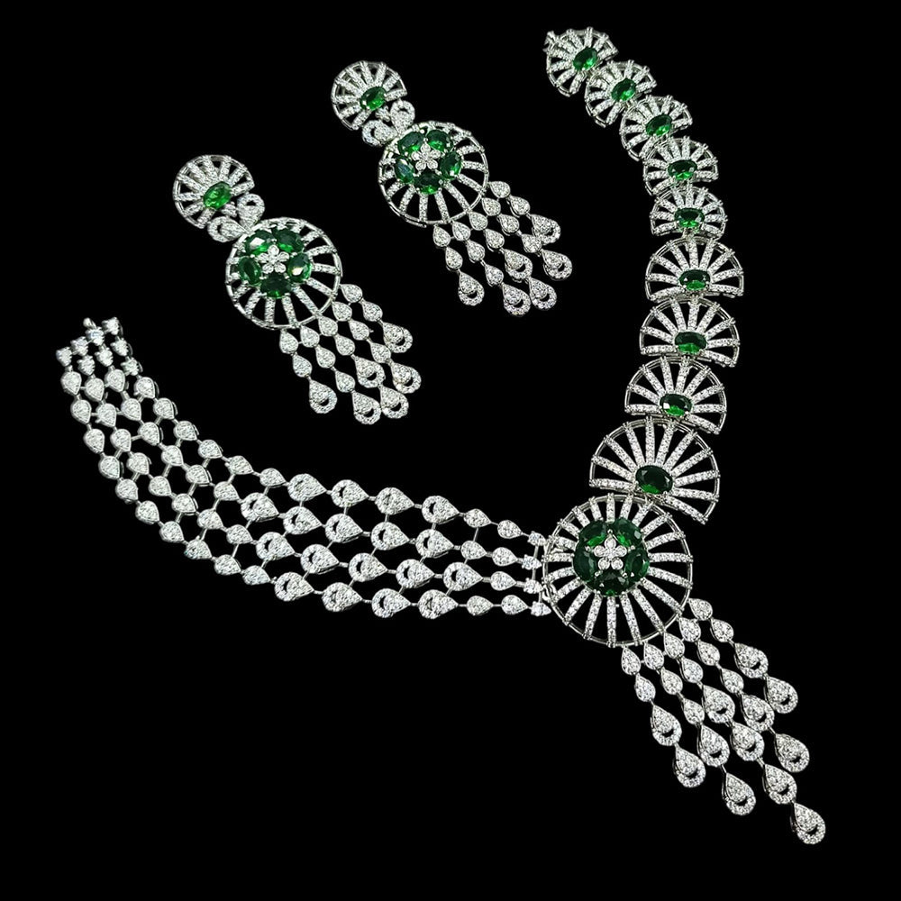 NAFJ Majestic American Diamond Style Necklace Set for Engagement & Special Occasions