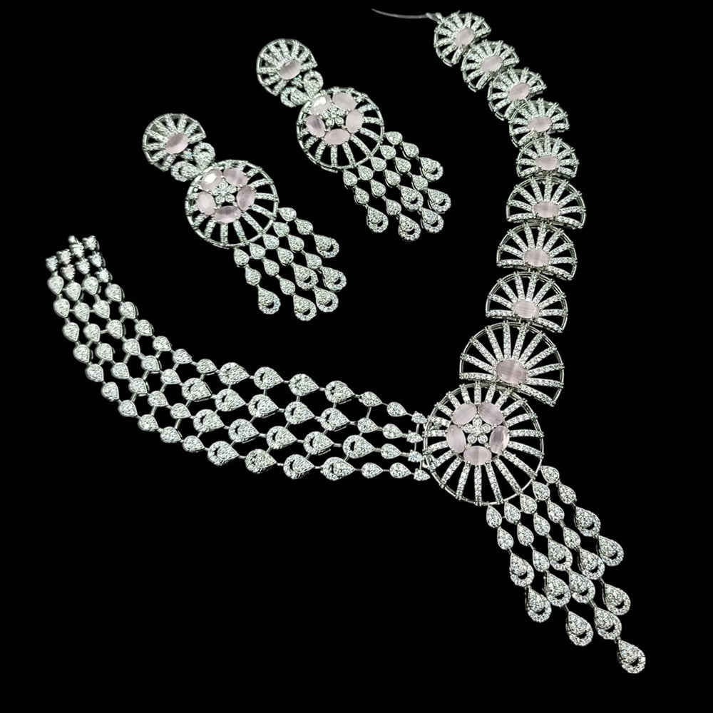 NAFJ Majestic American Diamond Style Necklace Set for Engagement & Special Occasions