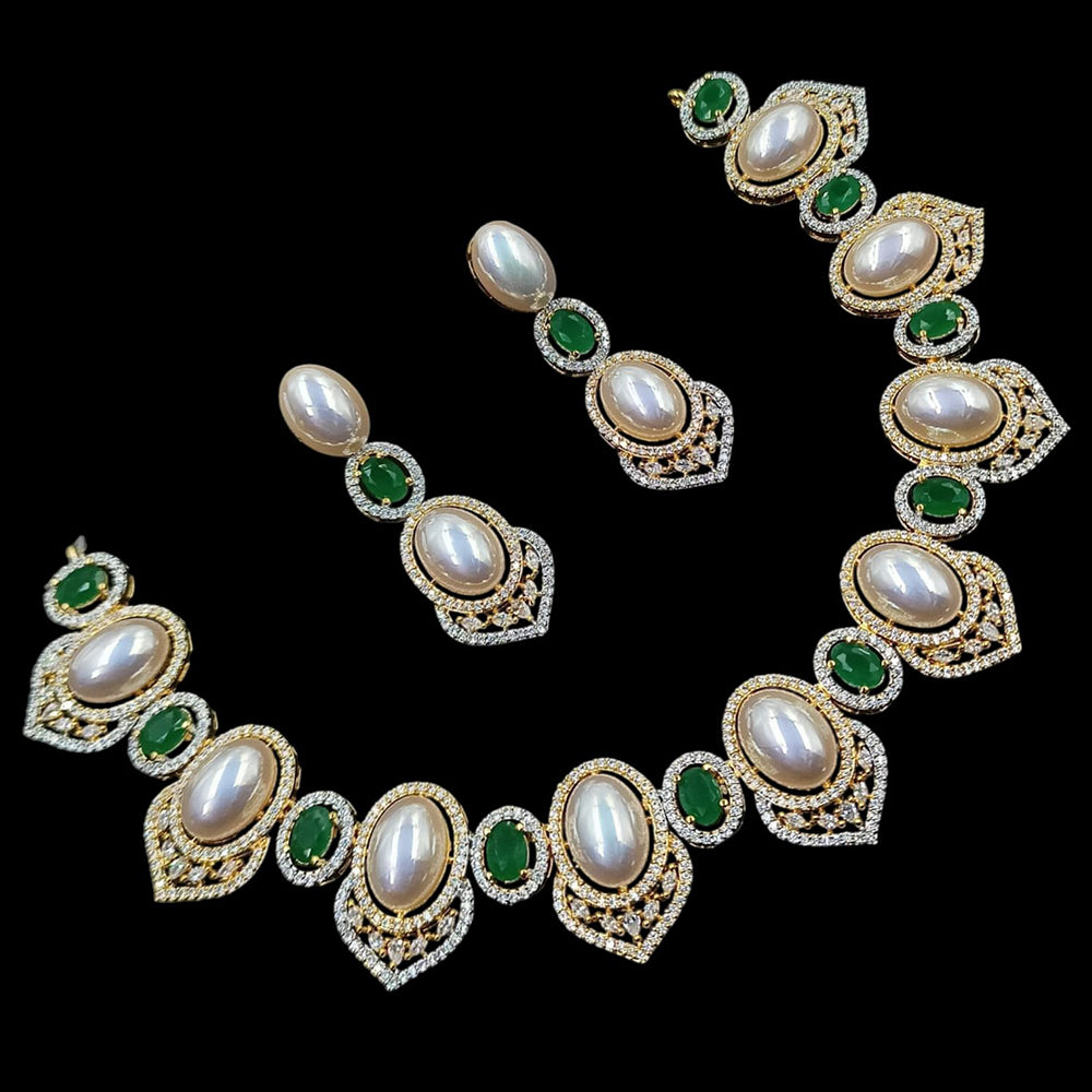 NAFJ Majestic American Diamond Style Necklace Set for Engagement & Special Occasions