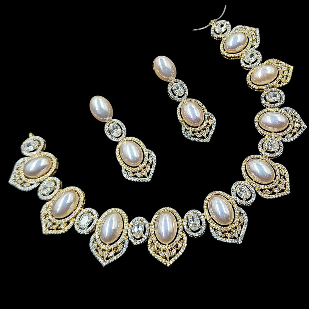 NAFJ Majestic American Diamond Style Necklace Set for Engagement & Special Occasions