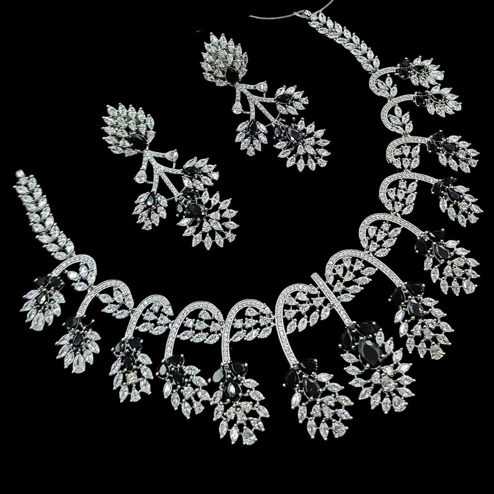 NAFJ Royal Touch American Diamond Necklace with Matching Earrings