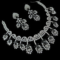 NAFJ Royal Touch American Diamond Necklace with Matching Earrings