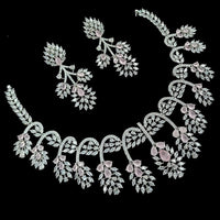 NAFJ Royal Touch American Diamond Necklace with Matching Earrings