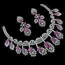 NAFJ Royal Touch American Diamond Necklace with Matching Earrings