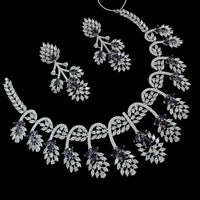 NAFJ Royal Touch American Diamond Necklace with Matching Earrings