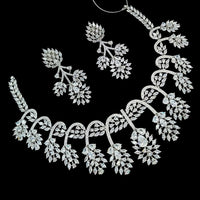 NAFJ Royal Touch American Diamond Necklace with Matching Earrings