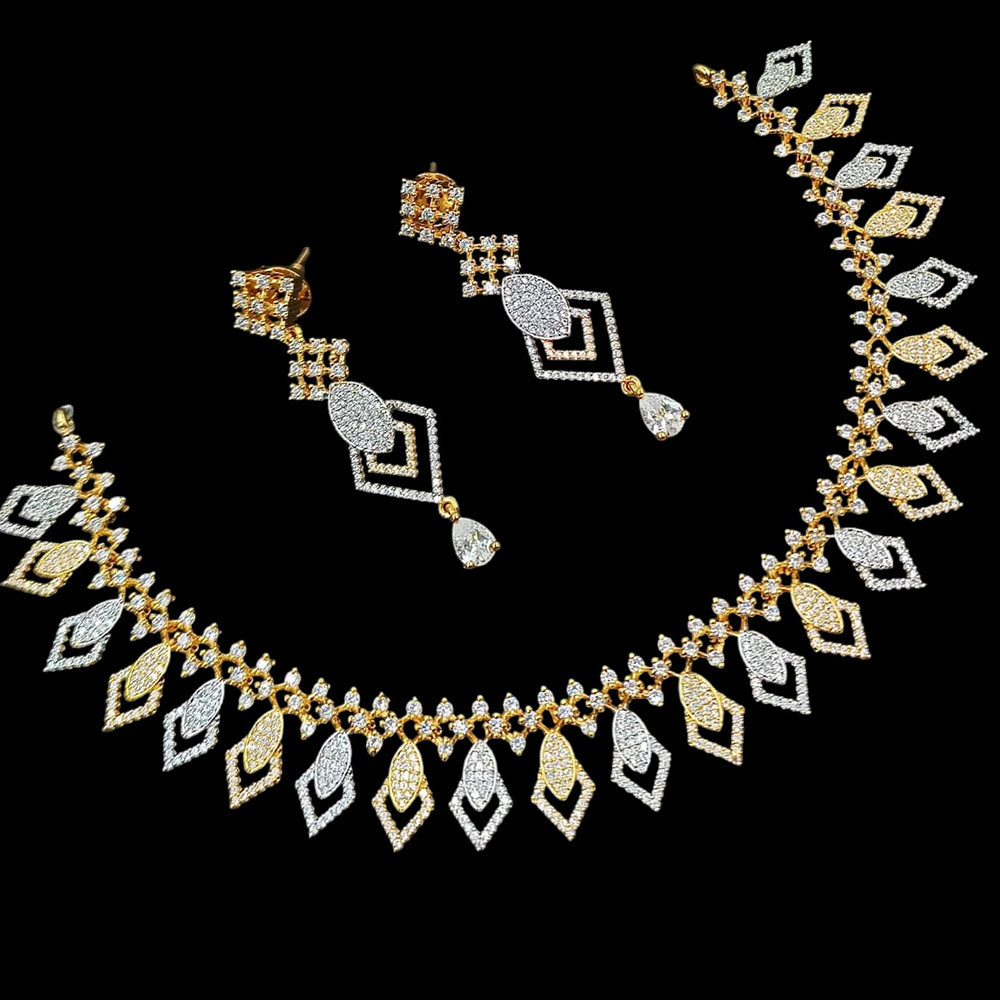 NAFJ Royal Touch American Diamond Necklace with Matching Earrings