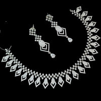 NAFJ Royal Touch American Diamond Necklace with Matching Earrings