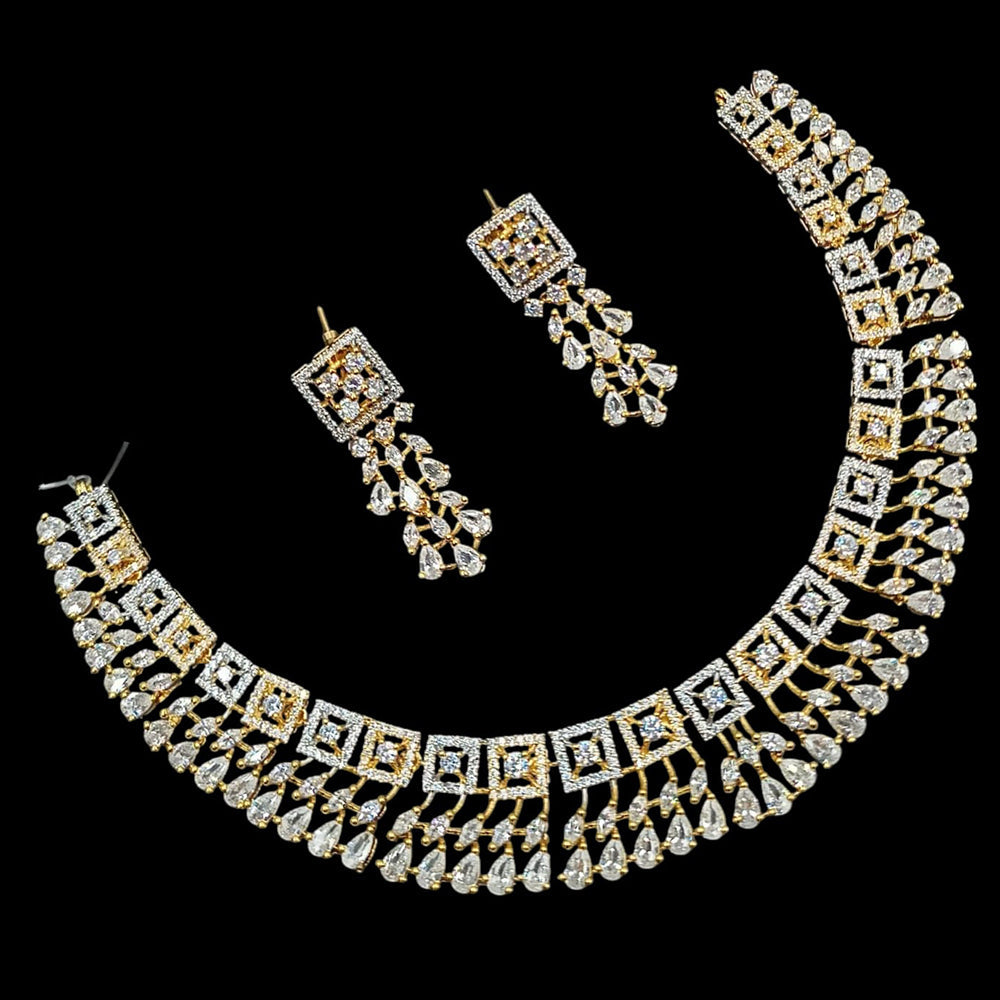 NAFJ Royal Touch American Diamond Necklace with Matching Earrings