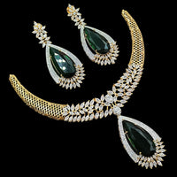 NAFJ Royal Touch American Diamond Necklace with Matching Earrings