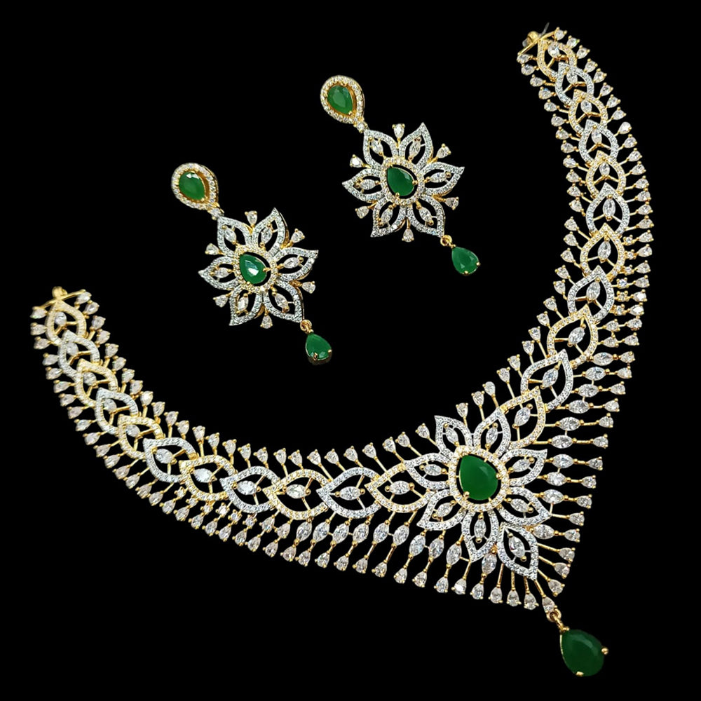 NAFJ Royal Touch American Diamond Necklace with Matching Earrings