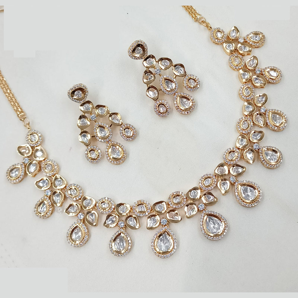 NAFJ Handcrafted Polki Kundan Necklace Set for Festive And Wedding Wear