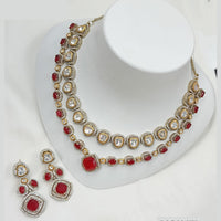 NAFJ Handcrafted Polki Kundan Multi Layer Necklace Set for Festive And Wedding Wear
