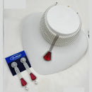 NAFJ Elegant Designer American Diamond And Pearl Choker Necklace Set with Earrings for Festive & Evening Wear