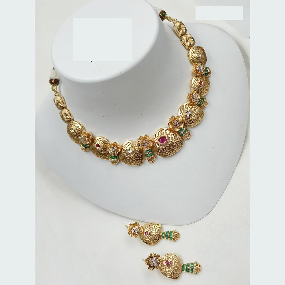 NAFJ Handcrafted Polki Kundan And Pearl Choker Necklace Set for Festive And Wedding Wear
