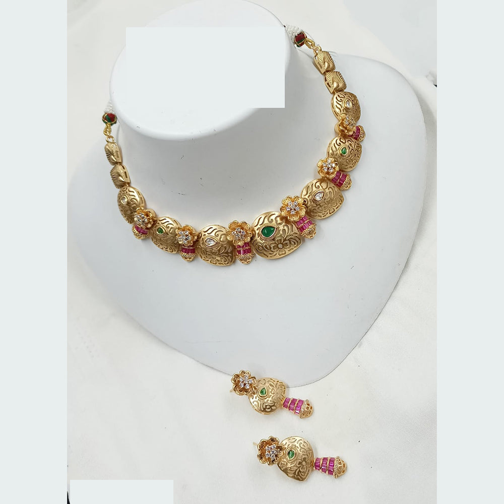 NAFJ Handcrafted Polki Kundan And Pearl Choker Necklace Set for Festive And Wedding Wear
