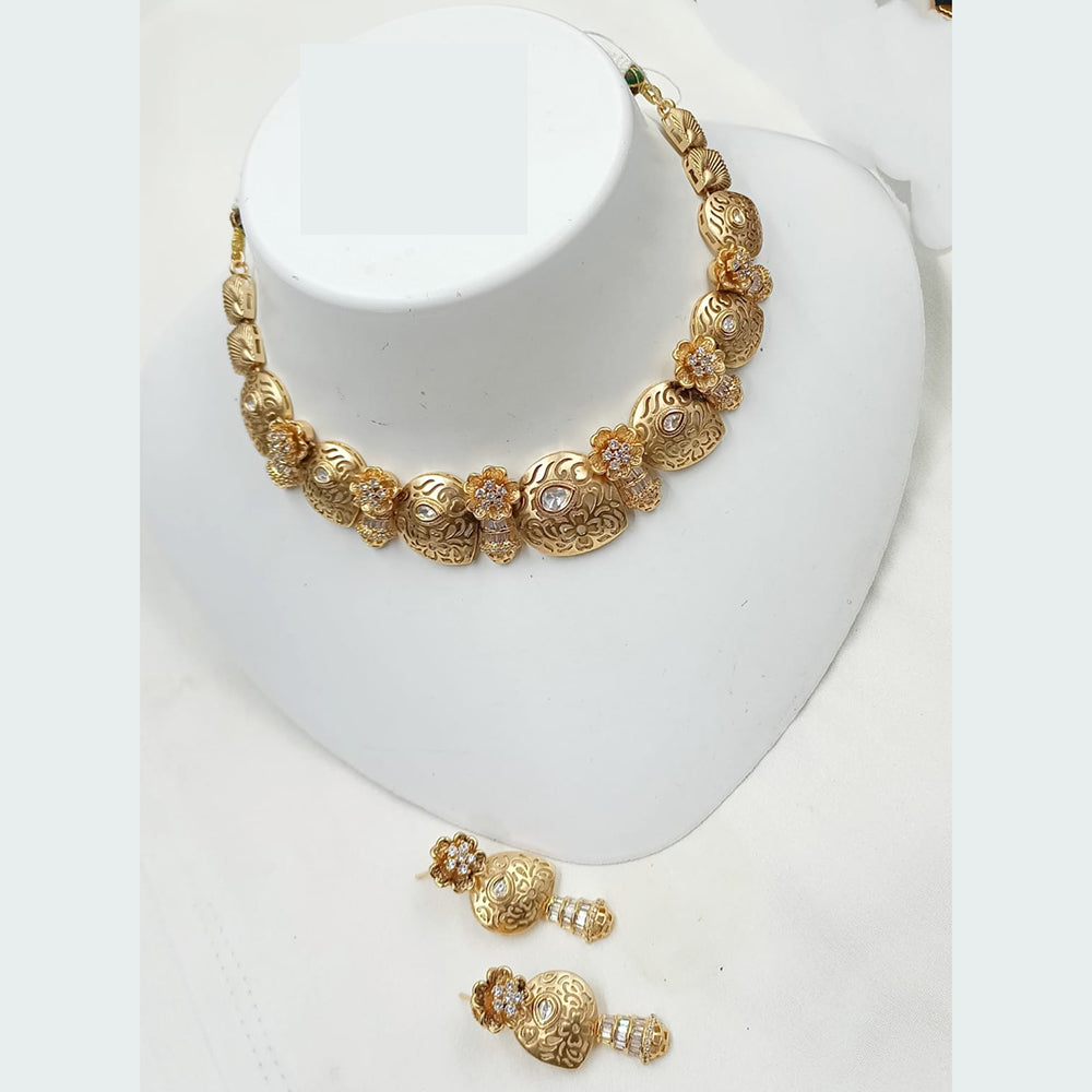 NAFJ Handcrafted Polki Kundan And Pearl Choker Necklace Set for Festive And Wedding Wear
