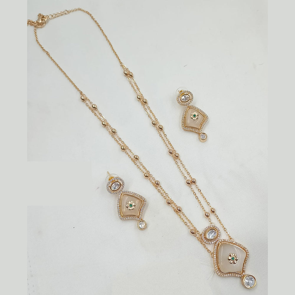 NAFJ Timeless Classic Polki Kundan Long Necklace Set with Earrings For Wedding Wear