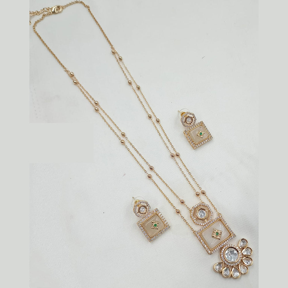 NAFJ Timeless Classic Polki Kundan Long Necklace Set with Earrings For Wedding Wear