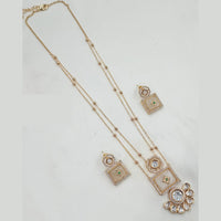NAFJ Timeless Classic Polki Kundan Long Necklace Set with Earrings For Wedding Wear