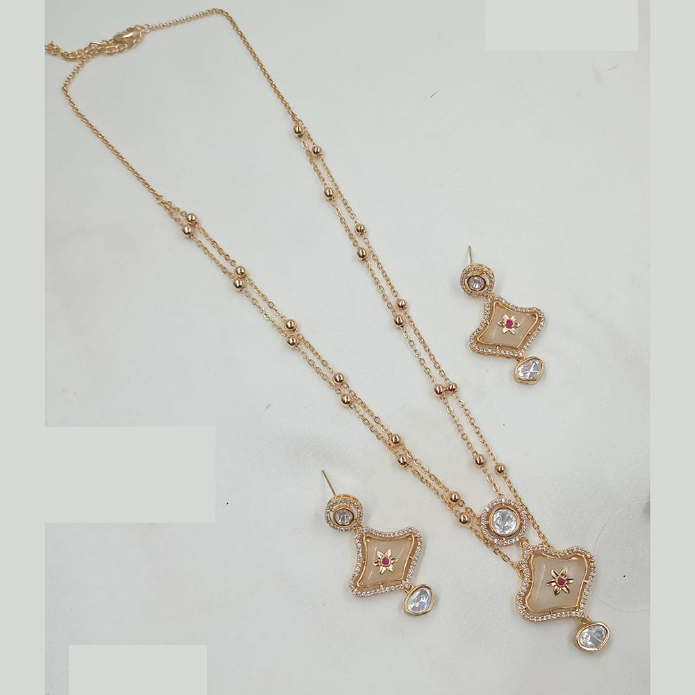 NAFJ Timeless Classic Polki Kundan Long Necklace Set with Earrings For Wedding Wear