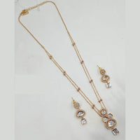 NAFJ Timeless Classic Polki Kundan Long Necklace Set with Earrings For Wedding Wear