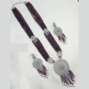 NAFJ Radiant Sparkle American Diamond & Pearl Long Necklace Jewellery Set for Party & Ethnic Wear