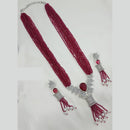 NAFJ Radiant Sparkle American Diamond & Pearl Long Necklace Jewellery Set for Party & Ethnic Wear