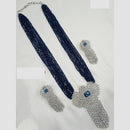 NAFJ Radiant Sparkle American Diamond & Pearl Long Necklace Jewellery Set for Party & Ethnic Wear