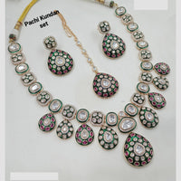NAFJ Timeless Classic Polki Kundan Long Necklace Set with Earrings For Wedding Wear