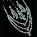 NAFJ Radiant Sparkle Multi Layer American Diamond Long Necklace Jewellery Set for Party & Ethnic Wear