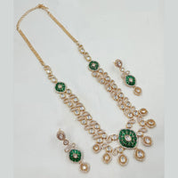 NAFJ Timeless Classic Polki Kundan Long Necklace Set with Earrings For Wedding Wear
