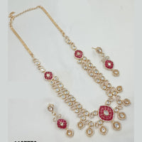 NAFJ Timeless Classic Polki Kundan Long Necklace Set with Earrings For Wedding Wear