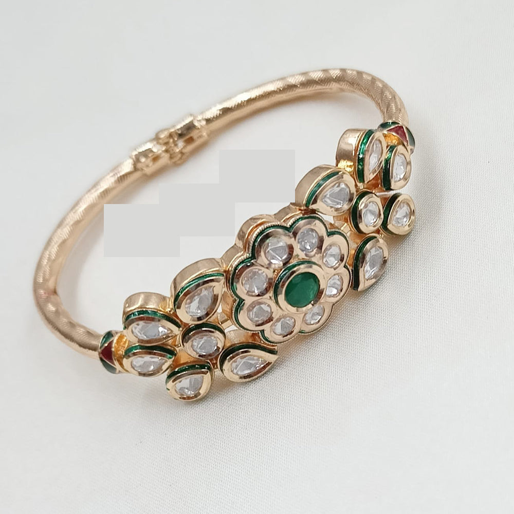 NAFJ Traditional Polki Kundan Stone Openable Bracelets for Festive Jewellery Collection