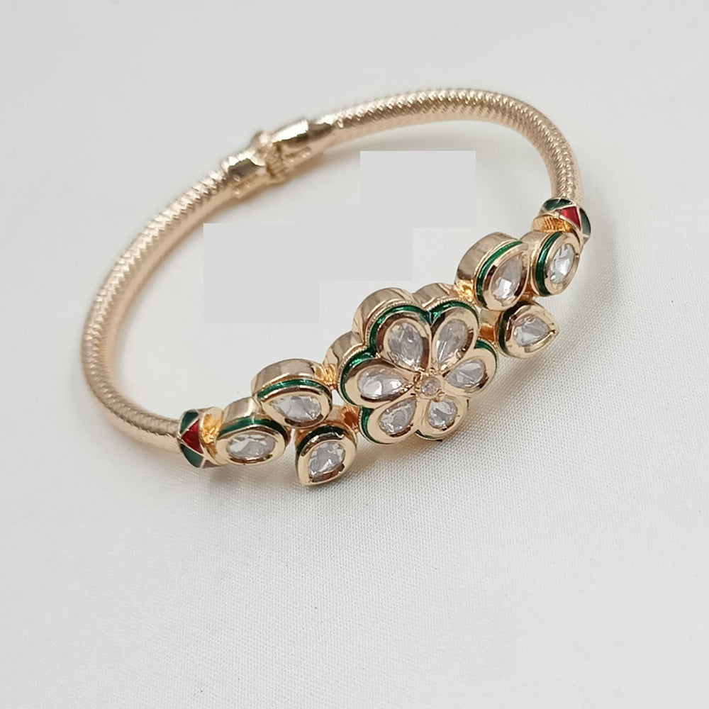 NAFJ Traditional Polki Kundan Stone Openable Bracelets for Festive Jewellery Collection