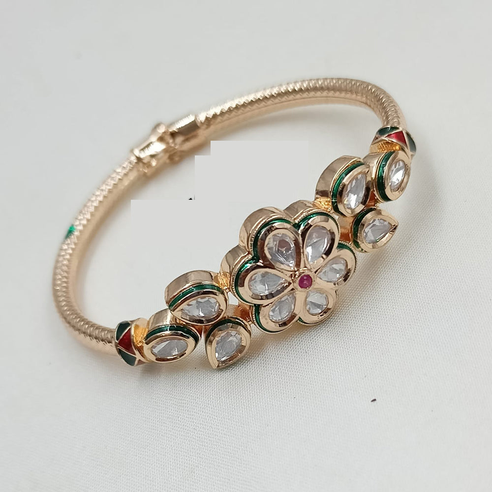 NAFJ Traditional Polki Kundan Stone Openable Bracelets for Festive Jewellery Collection