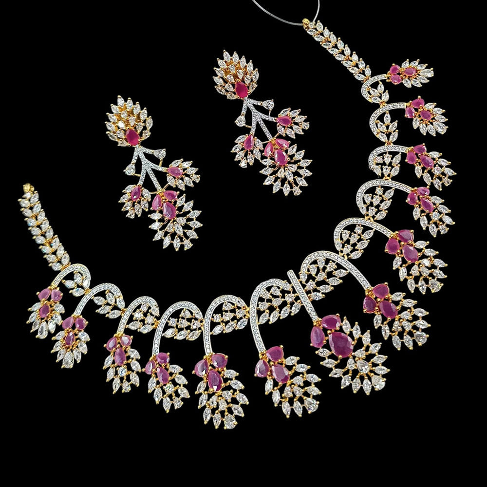 NAFJ Majestic American Diamond Style Necklace Set for Engagement & Special Occasions