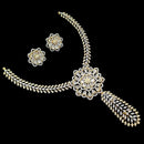 NAFJ Luxurious Gold Plated American Diamond Party Wear Necklace Set