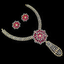 NAFJ Luxurious Gold Plated American Diamond Party Wear Necklace Set