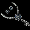 NAFJ Glamorous Rhodium Plated American Diamond Necklace Set