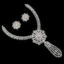 NAFJ Glamorous Rhodium Plated American Diamond Necklace Set