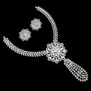 NAFJ Glamorous Rhodium Plated American Diamond Necklace Set
