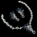 NAFJ Glamorous Rhodium Plated American Diamond Necklace Set