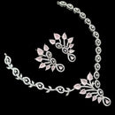 NAFJ Glamorous Rhodium Plated American Diamond Necklace Set